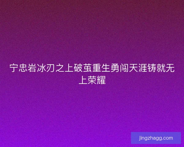 宁忠岩冰刃之上破茧重生勇闯天涯铸就无上荣耀