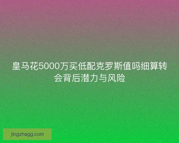 皇马花5000万买低配克罗斯值吗细算转会背后潜力与风险